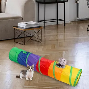 Túnel de brincar para gatos, tubo dobrável para treinamento de gatinhos, brinquedo divertido interativo, acessório de brincar para filhotes de cachorro e gatinhos, acessório ideal para animais de estimação