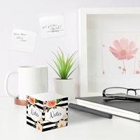 Bloc-notes adhésifs en papier, nouveau design, 500 feuilles avec support en bois, bloc-notes, logo personnalisé pour les entreprises, cadeaux de vacances