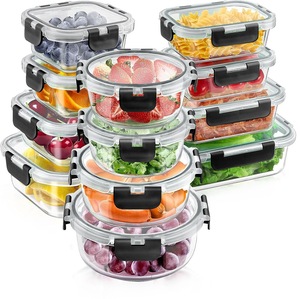 Contenants en verre pour la préparation des repas au micro-ondes avec couvercles hermétiques, verre borosilicate de qualité alimentaire, boîte de conservation des aliments, boîte à lunch vintage - Product Image 6