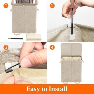 Đôi giặt có thể gập lại cản trở với nắp lớn ráp 2 ngăn quần áo bẩn giỏ với xử lý giặt giỏ - Product Image 2