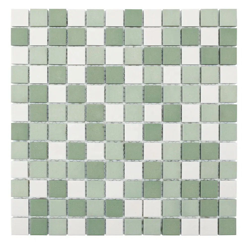 Groothandel Non-Slip Vierkante Witte En Groene Badkamer Backsplash Vloer Keramische Tegels Mozaïek