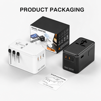 Adaptateur de voyage universel GaN 200W 3 ports Type-C 1 port USB-A Convertisseur de prise EU UK US AU pour 180 pays