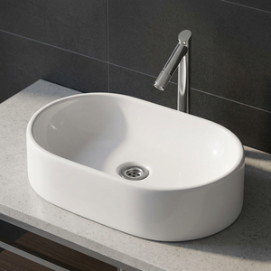 White Designer Ceramic <b>Table</b> Top Wash Basin Porcelain Vessel Bathroom Sink Lavabo for Modern Vanity - Product Image 2