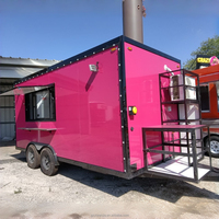 Remorque alimentaire mobile rose personnalisée à double essieu pour la vente de café, desserts et boissons