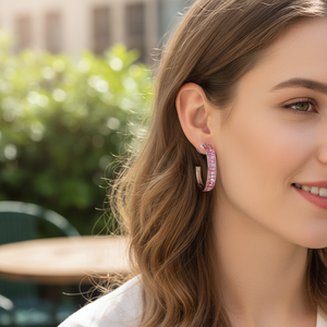 ELBA Hypoallergenic <b>Stud</b> <b>Earrings</b> for Women Multicolor 30mm <b>Crystal</b> <b>Earrings</b> - Product Image 3