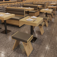 Ensemble table et chaises multifonctionnel en bois massif de style minimaliste moderne pour restaurant commercial, café, salon de thé et restaurant de fondue