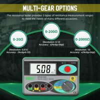 Digital Earth Ground Resistance Tester 0-2000 Ohm Meter High Accuracy AC Voltage Meter