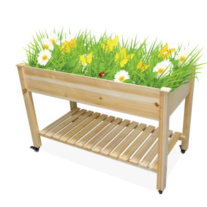 Ngoài trời Vườn Hoa planter làm việc băng ghế dự bị nâng cao Gỗ tuyết tùng Rau hộp đứng 2 tầng lớn lên giường vườn thân thiện với môi - Product Image 1