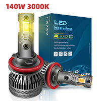 Ampoule LED jaune avec ventilateur, Plug and Play, pour phare antibrouillard H11 9005 PSX24W H3 P13W H7 H4, ampoule de phare LED haute luminosité