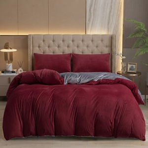 Set <span class=keywords><strong>Copripiumino</strong></span> in Velluto Cristallo Bicolore, Kit Biancheria da Letto in Velluto Cristallo <span class=keywords><strong>Tinta</strong></span> <span class=keywords><strong>Unita</strong></span>, Copriletto Caldo e Confortevole - Product Image 3