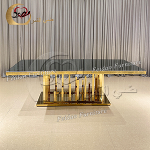Mesa de Comedor Rectangular de Lujo, Moderna, de Acero Inoxidable Dorado, con 8 Sillas, Personalizada para Uso en Hoteles - Product Image 3