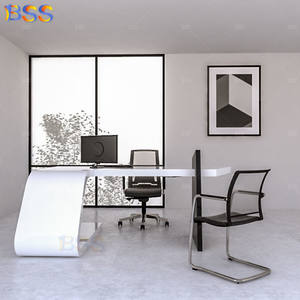 L a forma di tavolo da ufficio azienda <span class=keywords><strong>Design</strong></span> moderno studio odontoiatrico medico tavolo bianco nero in marmo artificiale tavolo da ufficio - Product Image 6