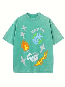 Color sólido 2025 Verano Camiseta de algodón de gran tamaño Estilo urbano unisex con estampado gráfico de sublimación - Product Image 4