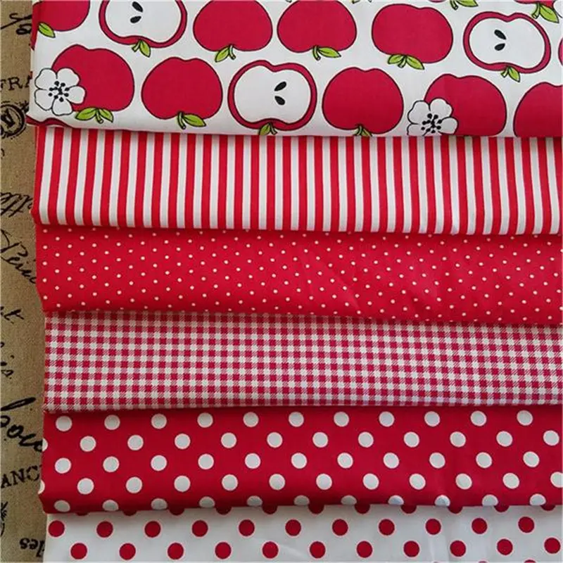 Red polka dot striped small floral twill lining pure cotton handmade DIY floral fabric