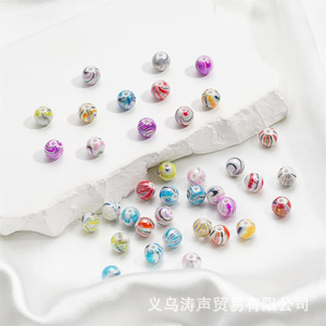 ลูกปัดอะคริลิคพิมพ์ลายสี ขนาด 8 มม. รูตรง สำหรับทำเครื่องประดับ DIY อุปกรณ์งานฝีมือสำหรับเด็ก - Product Image 2