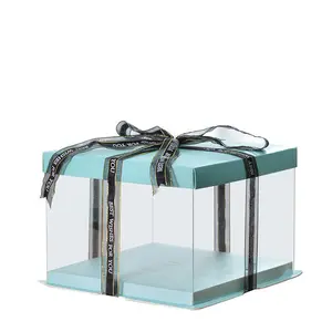 Hot Sale Custom Pvc Transparent Square Hoch Rund Optional Weihnachten Clear Cake Box Pakete Verpackungs box