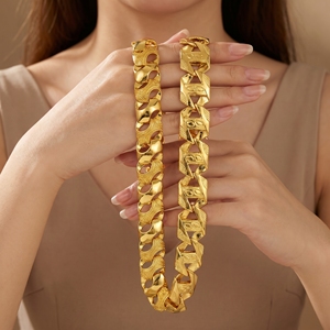 ZH Nueva Moda Cadena de Eslabones Cubanos Chapada en Oro de 24K con Engaste de Garra, Joyería de Latón para Mujer y Hombre, <span class=keywords><strong>Estilo</strong></span> Clásico - Product Image 2
