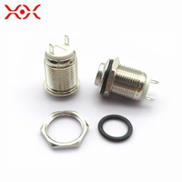 Bouton poussoir métallique 12 mm, interrupteur à enclenchement et momentané, type mini, étanche IP65, bornes de soudure 2 broches
