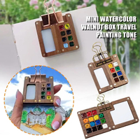 Palette de croquis portable en bois de noyer, mini-boîte à couleurs écologique, étui de voyage pour aquarelle et dessin (sans couleurs)