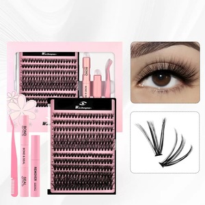 Kit de cils en grappe volume mat avec logo personnalisé fait main, en poils synthétiques, bande ultra-fine - Vente en gros - Product Image 1