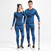 Ensemble de vêtements d'hiver en spandex/nylon à séchage rapide, motif léopard, pour sports de plein air, cyclisme, ski, compression chaude, entraînement physique pour hommes
