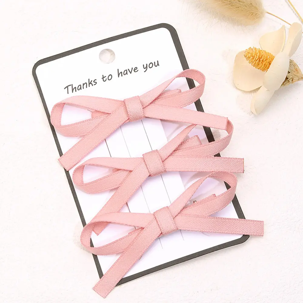 3Pcs Korea Style Hair Accessories Sweet and Spicy Atmosphere Ribbon Small Bow Hair Clips for Girls