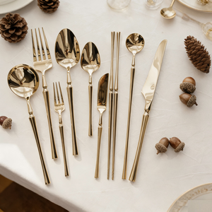 Wholesale Luxury Plated 304 Stainless Steel Sustainable Flatware <b>Set</b> for Wedding & Hotel Classic Style - Product Image 4