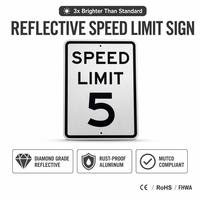 Señal de Seguridad Vial Reflectante de Aluminio de Alta Visibilidad para Exteriores con Película Reflectante de Segundo Grado, Señal de Advertencia de Límite de Velocidad
