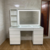 JIAMEIJIA Table de toilette moderne en bois en gros - Coiffeuse élégante avec miroir éclairé réglable