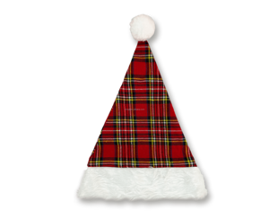 قبعة سانتا كلاس كلاسيكية حمراء بنمط شبكي من البوليستر المخملي، قابلة للتمدد، صديقة للبيئة، تُغسل يدويًا فقط، قماش سميك لتعزيز الدفء - Product Image 1