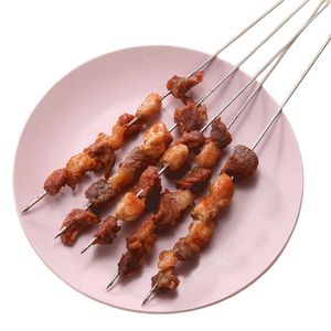 30cm 10 Uds brochetas Tige parrilla <span class=keywords><strong>Kebab</strong></span> Stick reutilizable Acero inoxidable barbacoa pincho palo barbacoa varilla con mango de madera - Product Image 6