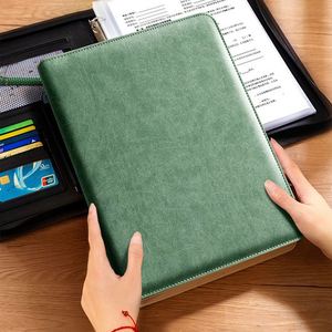 Promo Logo <b>A4</b> Business Leather Professional Padfolio Organizer Zippered Resume Portfolio Folder Binder - Product Image 4