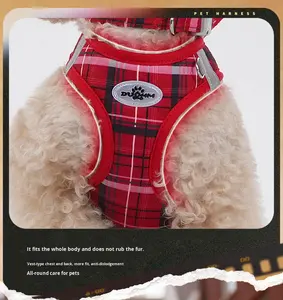 <span class=keywords><strong>Harness</strong></span> Dada Hewan Peliharaan Motif Kotak-Kotak Klasik Bahan Nilon Set Tiga Bagian Model Rompi Pereda Stres Tali & <span class=keywords><strong>Harness</strong></span> Kucing & Anjing - Product Image 6