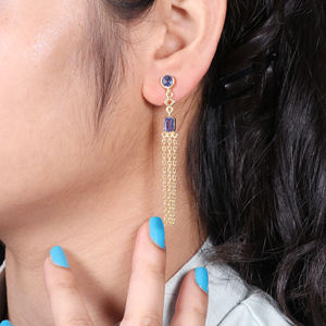 Diseño de moda personalizado occidental bohemio geométrico Vintage Iolite gota pendiente nuevo diseño colección para boda - Product Image 3