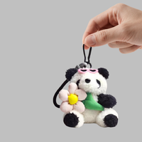 Porte-clés en peluche panda mignon avec lunettes de soleil en forme de cœur fleuri, pendentif de sac en peluche douce, décoration de sac à dos, cadeau