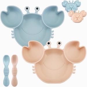 Juego de Vajilla Newsun Crab, Tazón de Silicona Portátil para Bebés, Juego de Platos Divididos Antiderrames - Product Image 1