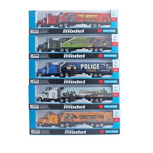 Modellino in Metallo Pressofuso Scala 1:64, Camion <span class=keywords><strong>Giocattolo</strong></span> <span class=keywords><strong>con</strong></span> <span class=keywords><strong>Rimorchio</strong></span> Container e <span class=keywords><strong>Trattore</strong></span> a Frizione per Spedizioni Asiatiche - Product Image 1