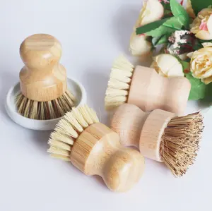 Cerdas de Palma de Sisal <span class=keywords><strong>para</strong></span> cocina, cepillo de limpieza ecológico, cepillo de bambú <span class=keywords><strong>para</strong></span> ollas, sartenes y platos - Product Image 1