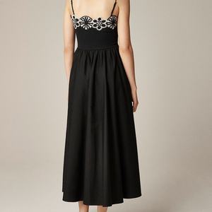 Vestidos de Lino Personalizados para Mujer, Elegantes, Casuales, con Cuello Halter, Espalda Descubierta, Decoración de Encaje Negro, para Vacaciones en la Playa - Product Image 4