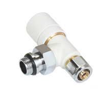Robinet thermostatique en laiton chromé moderne et durable, à angle droit, pour systèmes de chauffage au sol (hydronique) pour appartements