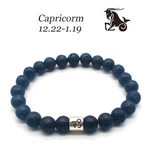 Vente chaude 8mm Bracelet en alliage de pierre de lave volcanique Bracelet de perles brillantes avec signe étoile et <span class=keywords><strong>horoscope</strong></span> <span class=keywords><strong>du</strong></span> zodiaque pour cadeau pour hommes et femmes - Product Image 6