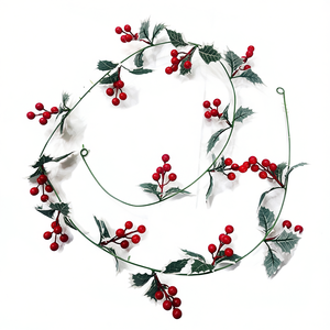 Guirlande de Noël en forme de vigne rouge à quinze têtes et cinq branches de 1,8 m - Product Image 2