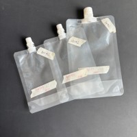 En stock – Sachet souple transparent de qualité alimentaire avec bec verseur, 50 à 500 ml, pour l'emballage de boissons, pâtes et condiments