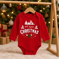 Livraison rapide rouge nouveau-né bébé body personnalisé vêtements de noël à manches longues 100% coton blanc bébé barboteuses pyjama en gros