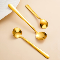 Mini cuillère en acier inoxydable 304 avec logo personnalisé, pour la maison, la cuisine, le thé, le miel, la préparation de boissons, le café, les desserts, couleur or