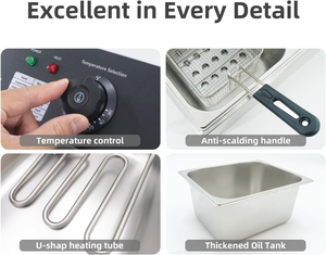 Friteuse électrique professionnelle à double cuve en acier inoxydable pour restaurant, maison, frites, poulet, cuisine - Product Image 3