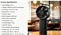Ventilateur pliable USB rechargeable pour mains et bureau, mini-ventilateur portatif et de table 2-en-1 pour la maison et le bureau