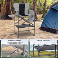 Chaise pliante portable robuste 400 lbs avec repose-pieds et table latérale amovibles, idéale pour les maquilleurs et les événements extérieurs