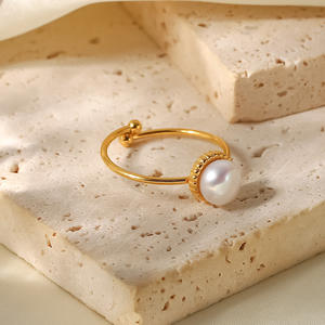 Wholesale Minimalist Fashion Jewelry <b>Rings</b> Adjustable Women Classic Stainless Steel Freshwater <b>Pearl</b> <b>Ring</b> - Product Image 5