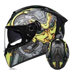 Cool design skull viking stile graffito materiale ABS ciclismo luce motocross casco moto